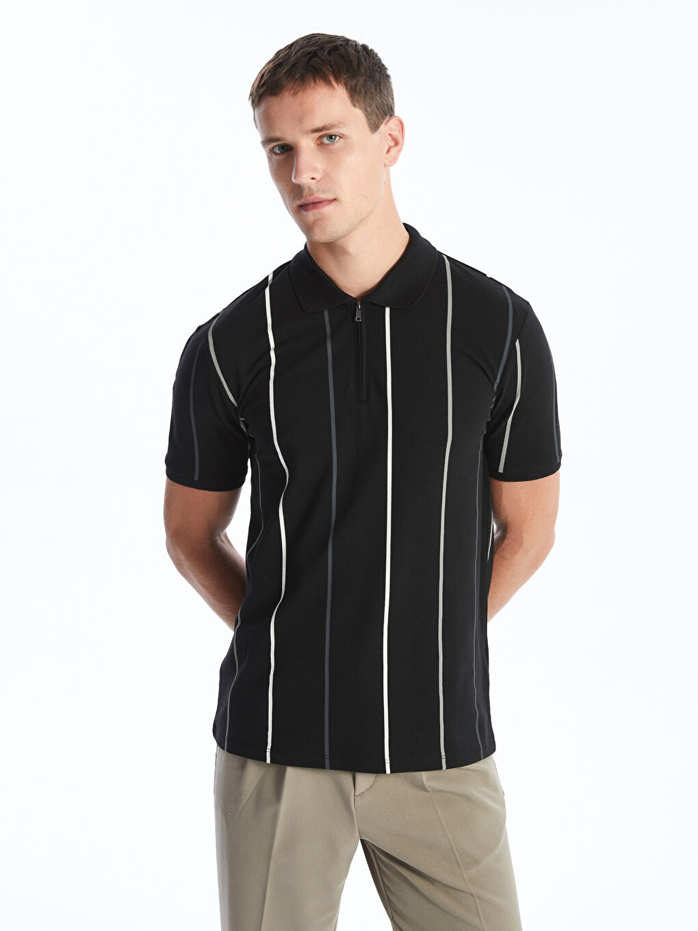 პოლო გოლფი მოკლე სახელო ზოლიანი მამაკაცის მაისური