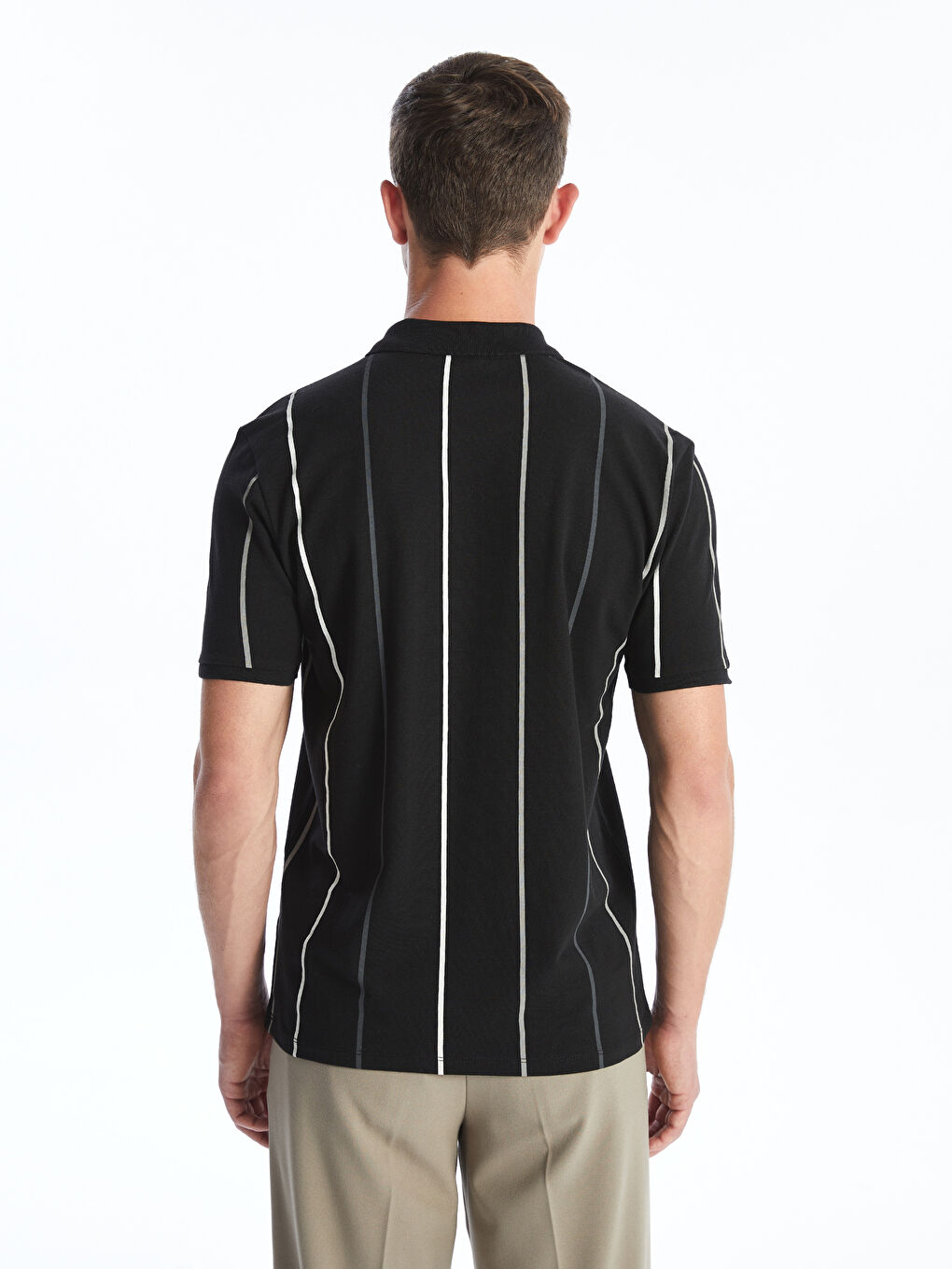 პოლო გოლფი მოკლე სახელო ზოლიანი მამაკაცის მაისური-4