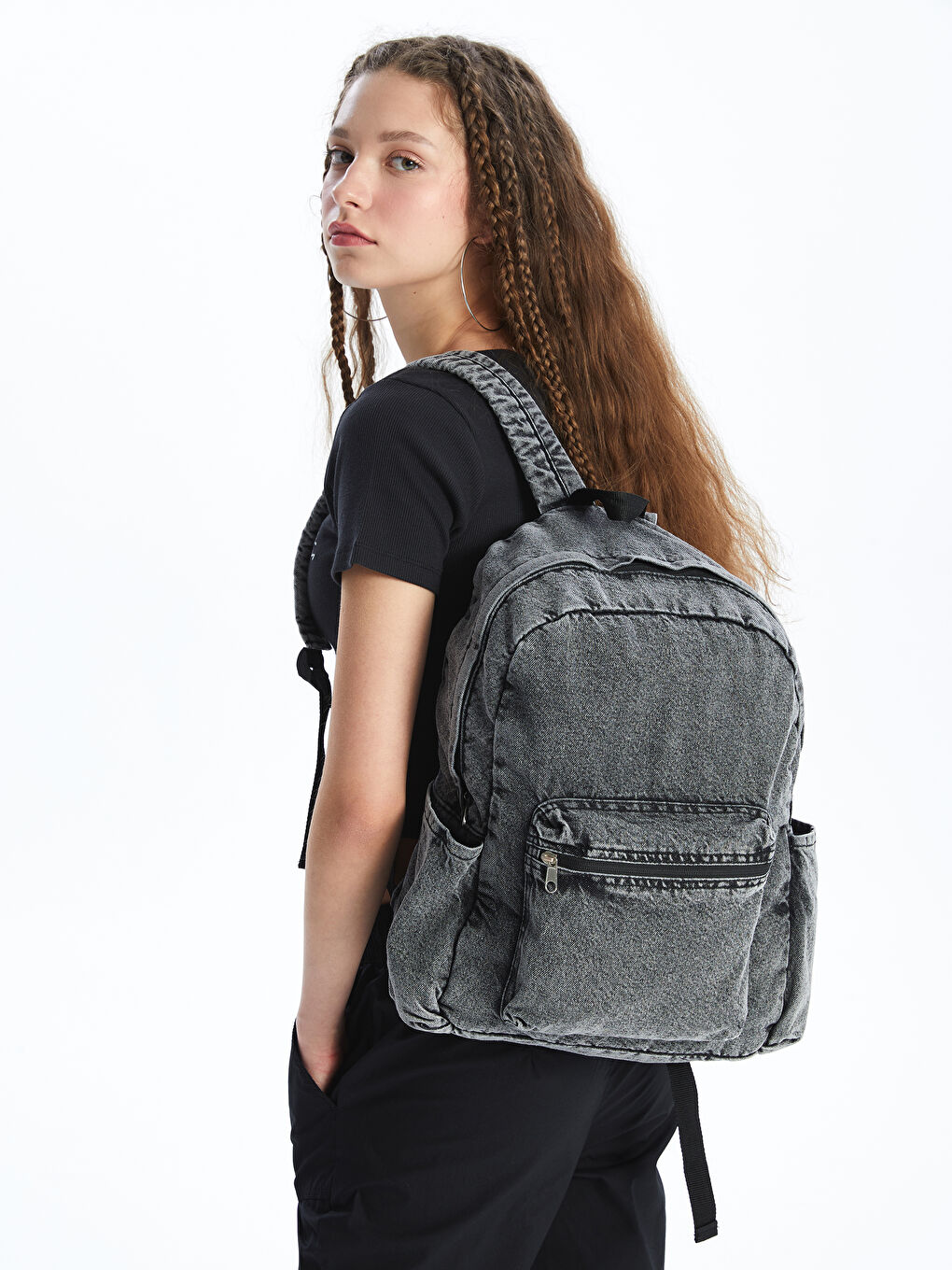 Antrasit Denim Kadın Sırt Çantası