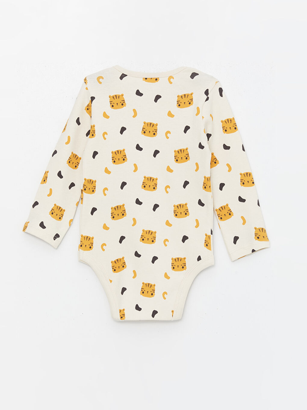 LCW baby Bej Bisiklet Yaka Kısa Kollu Baskılı Erkek Bebek Çıtçıtlı Bodysuit - 1