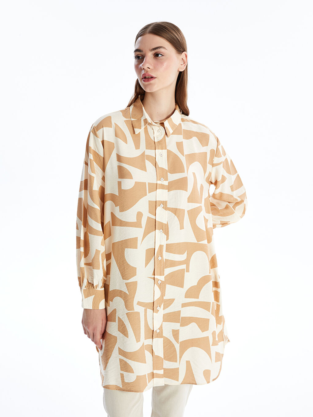 Patterned Women's Shirt Tunic -S4AQ08Z8-LQB
