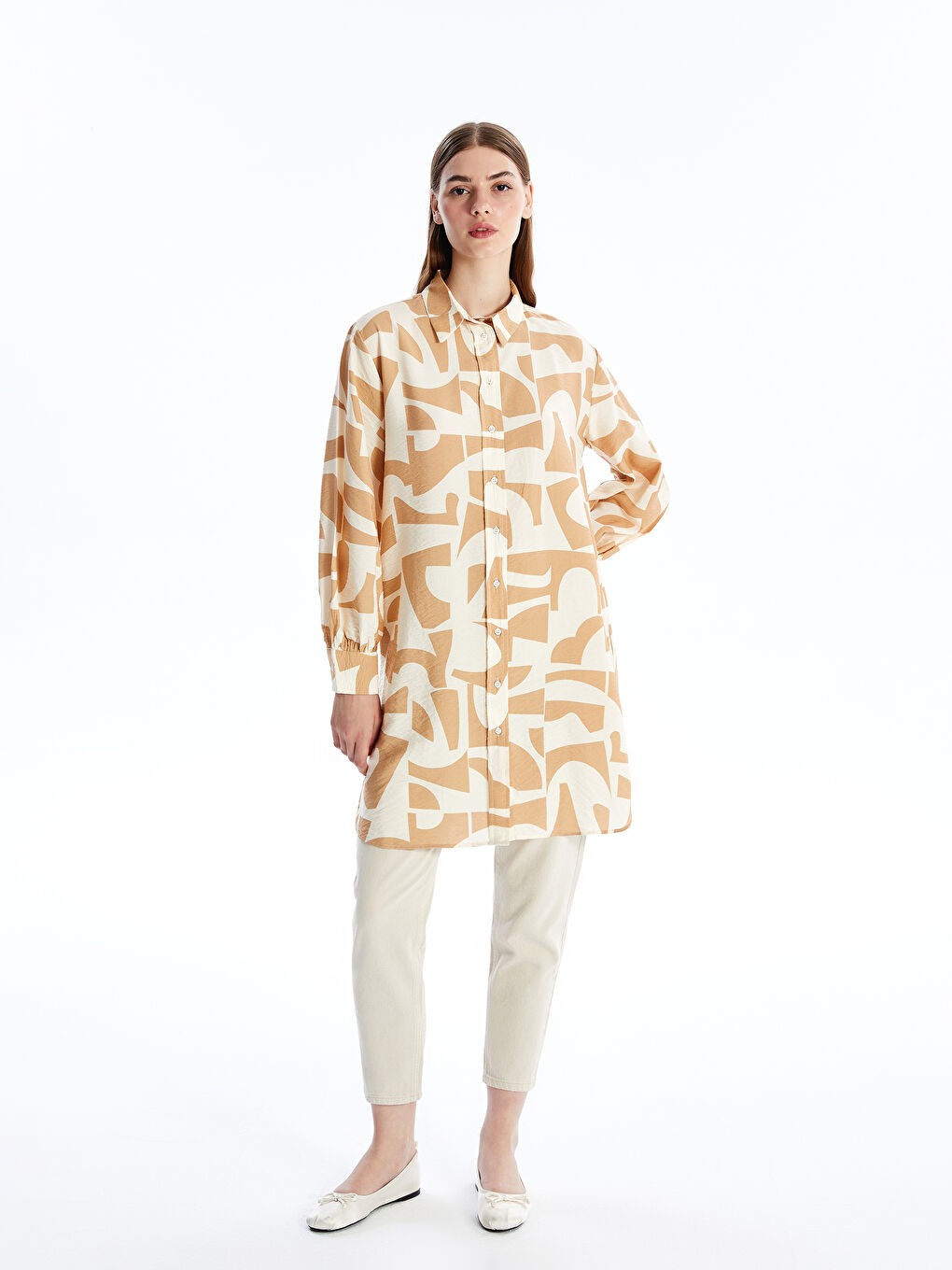 Patterned Women's Shirt Tunic -S4AQ08Z8-LQB