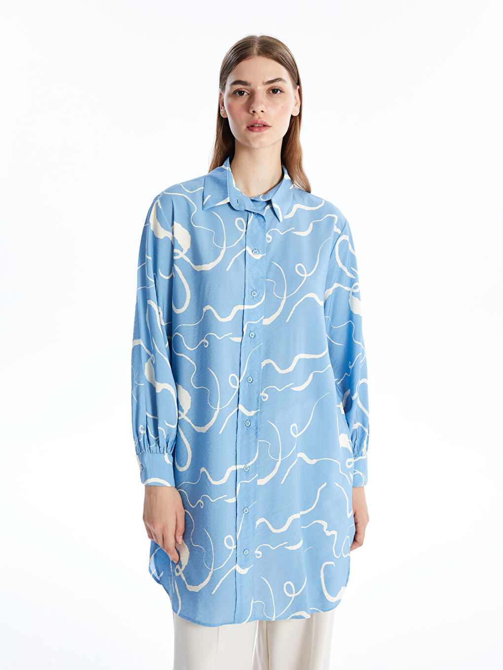 Patterned Women's Shirt Tunic -S4AQ08Z8-LQQ