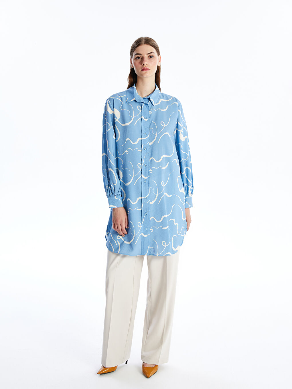 Patterned Women's Shirt Tunic -S4AQ08Z8-LQQ