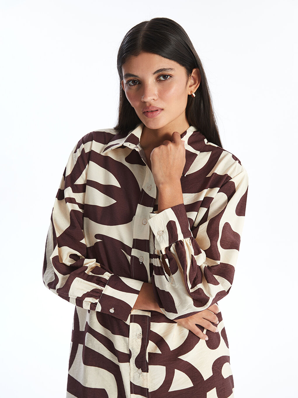 Patterned Women's Shirt Tunic -S4AQ08Z8-LQY