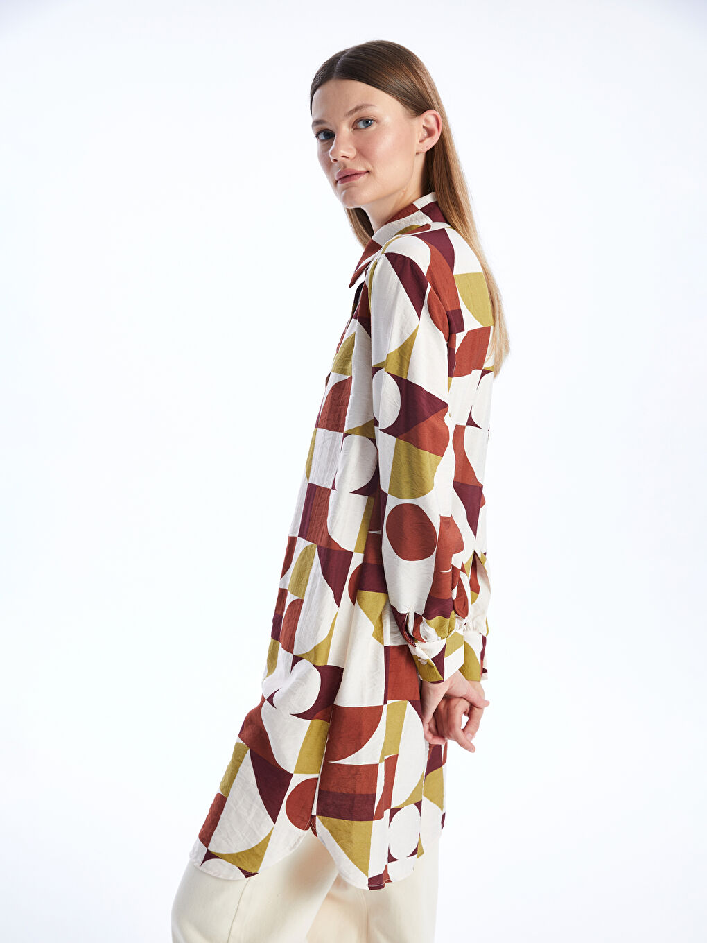 Patterned Women's Shirt Tunic -S4AQ08Z8-LR0