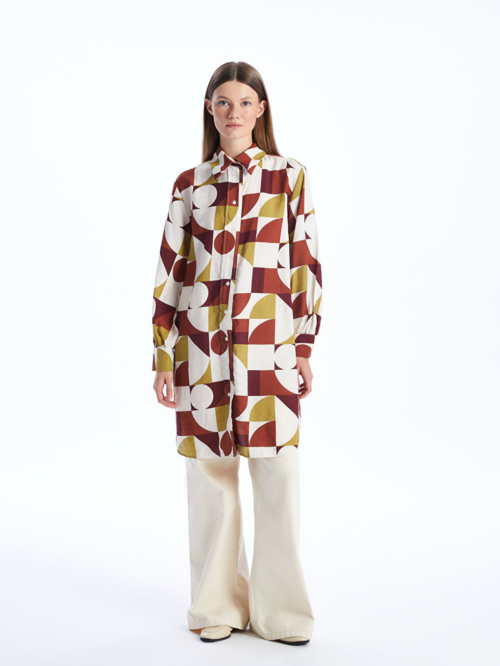 Patterned Women's Shirt Tunic -S4AQ08Z8-LR0