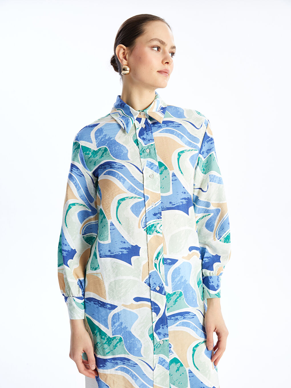 Patterned Women's Shirt Tunic -S4AQ08Z8-LRR