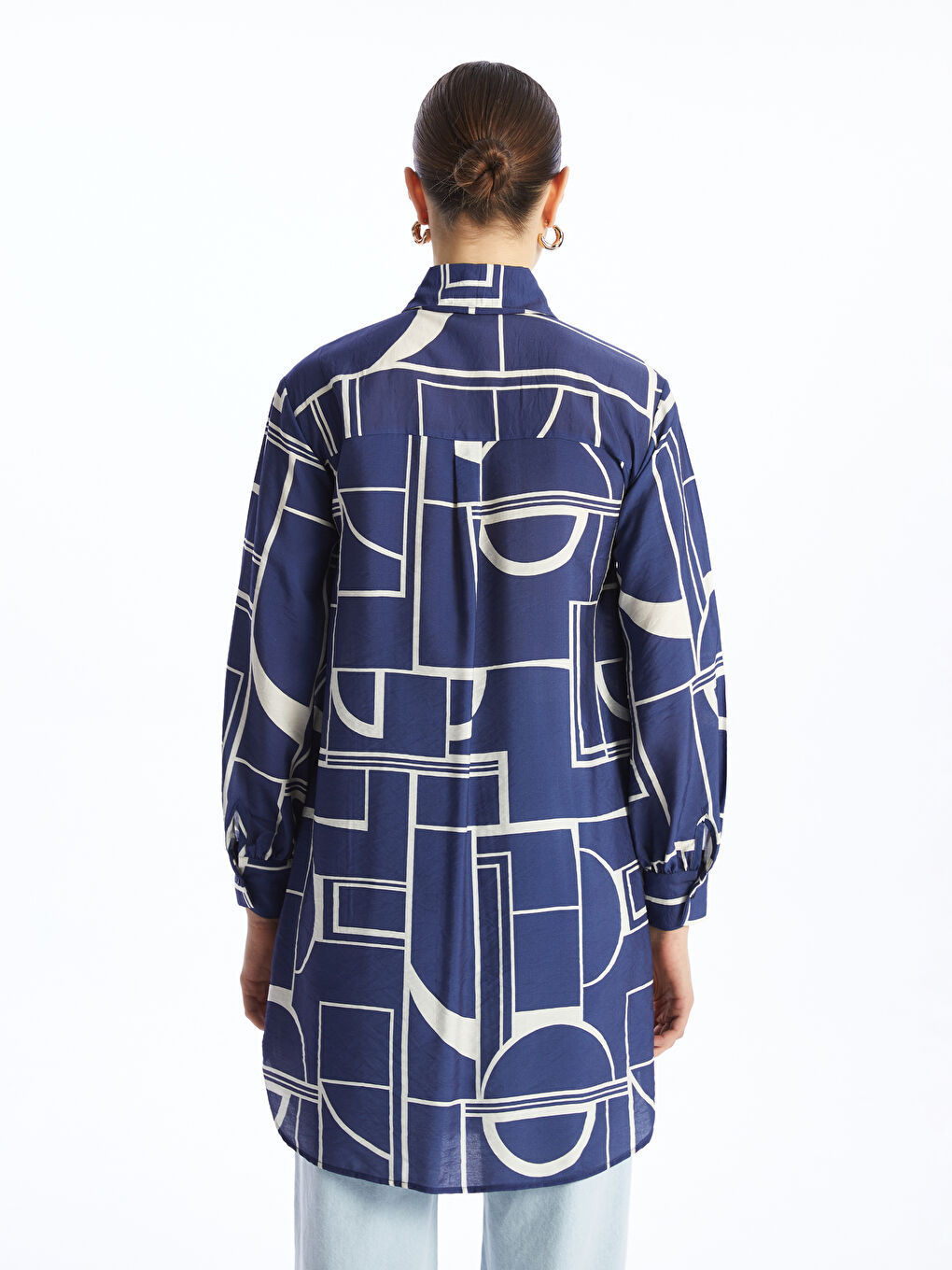 Patterned Women's Shirt Tunic -S4AQ08Z8-LSJ