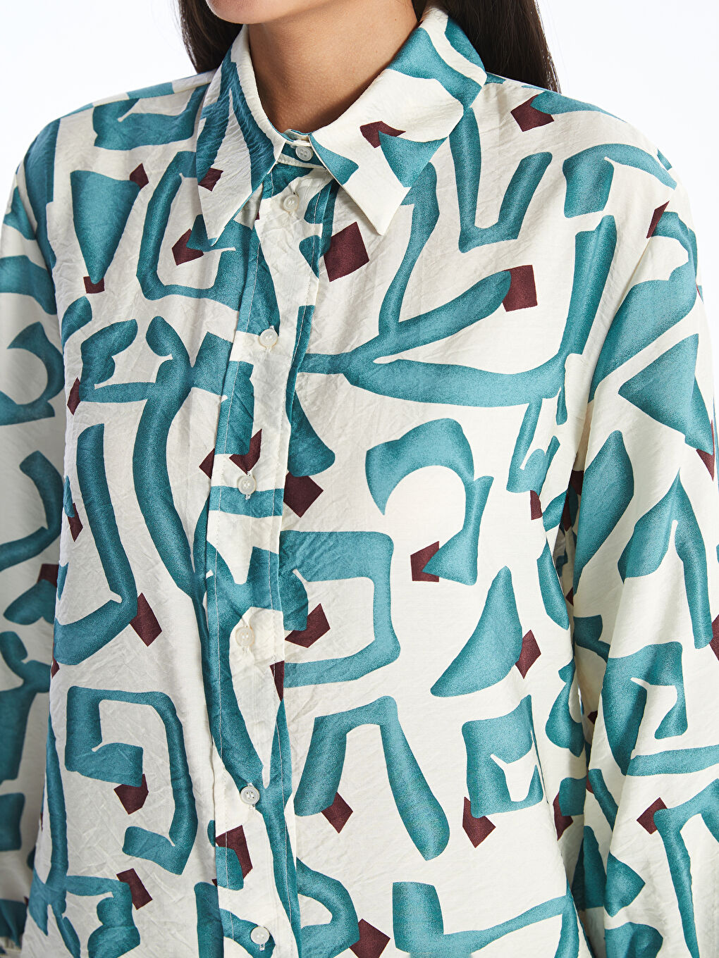 Patterned Women's Shirt Tunic -S4AQ08Z8-LSY