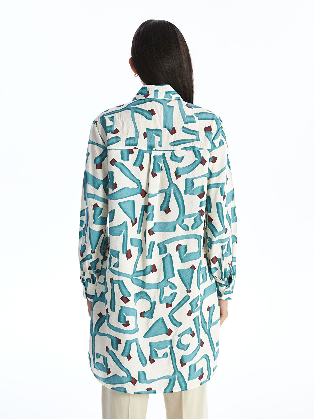 Patterned Women's Shirt Tunic -S4AQ08Z8-LSY