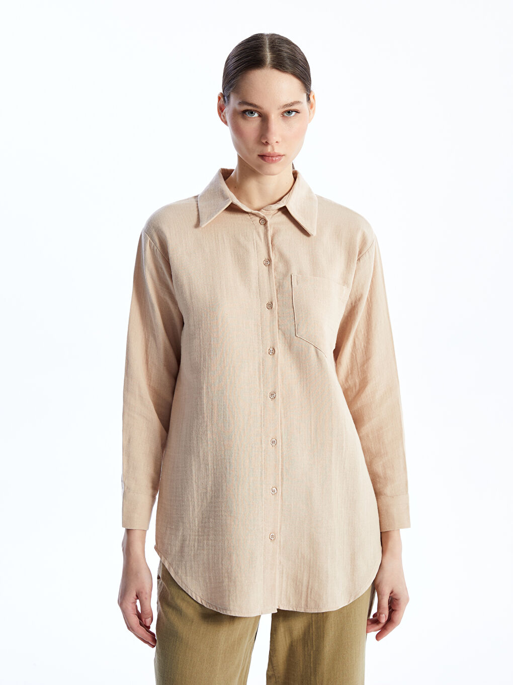 Plain Muslin Women's Shirt Tunic -S4AQ10Z8-QW4