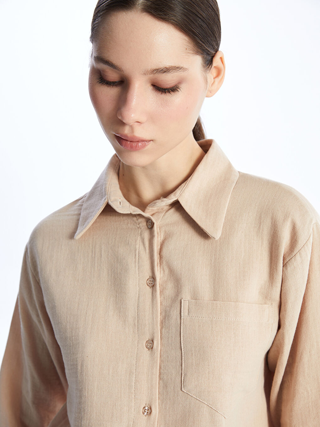 Plain Muslin Women's Shirt Tunic -S4AQ10Z8-QW4
