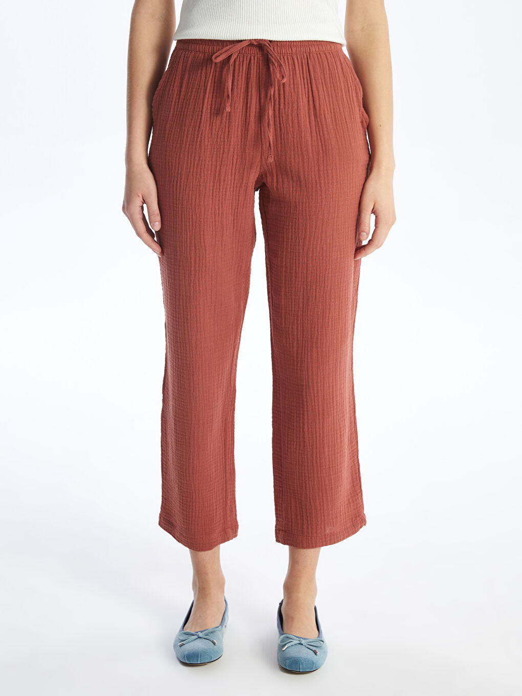 Elasticated Waist Relaxed Fit Women's Trousers-3