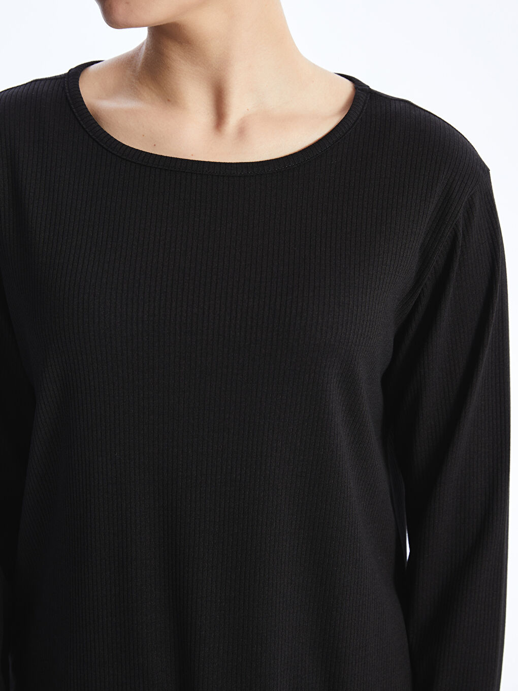 Crew Neck Plain Long Sleeve Women's T-Shirt -S4AQ26Z8-CVL