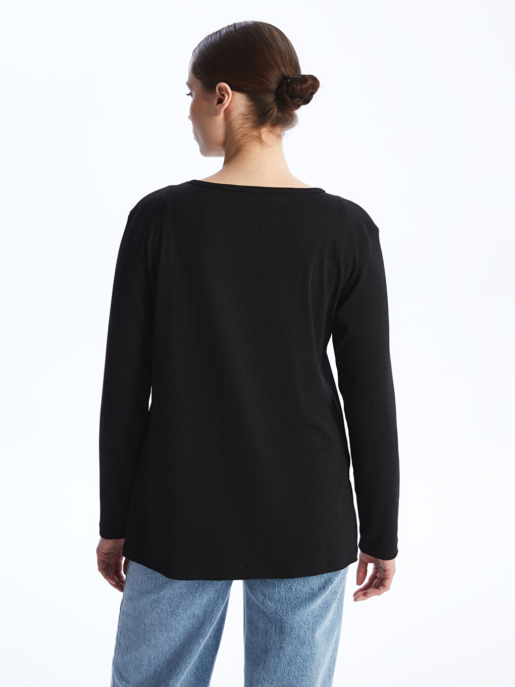 Crew Neck Plain Long Sleeve Women's T-Shirt -S4AQ26Z8-CVL