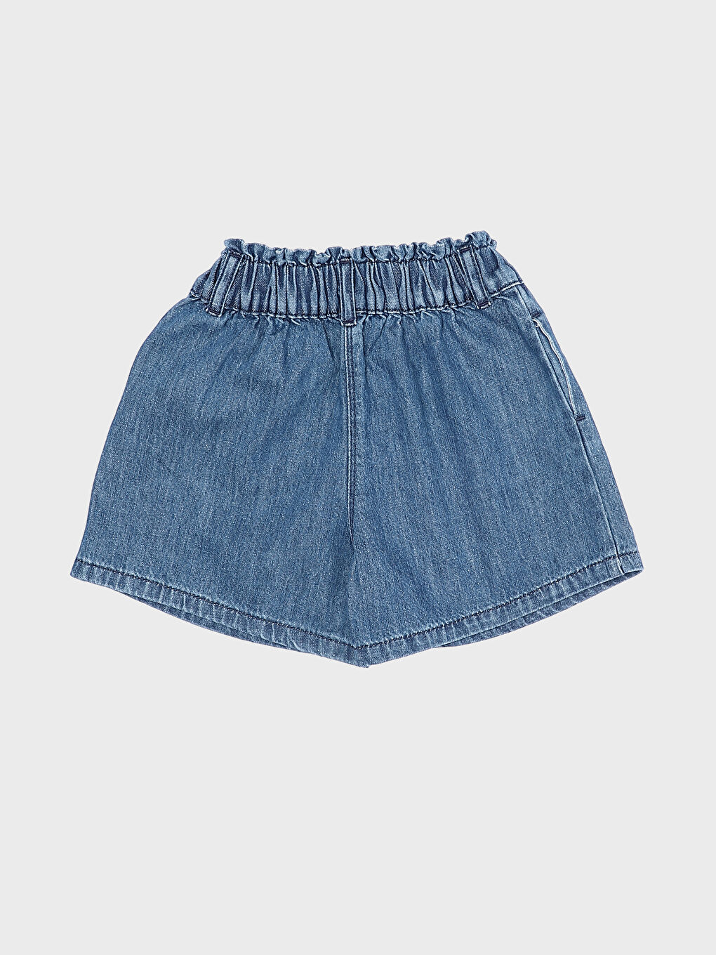 Elastic Waist Basic Baby Girls' Denim Shorts-1