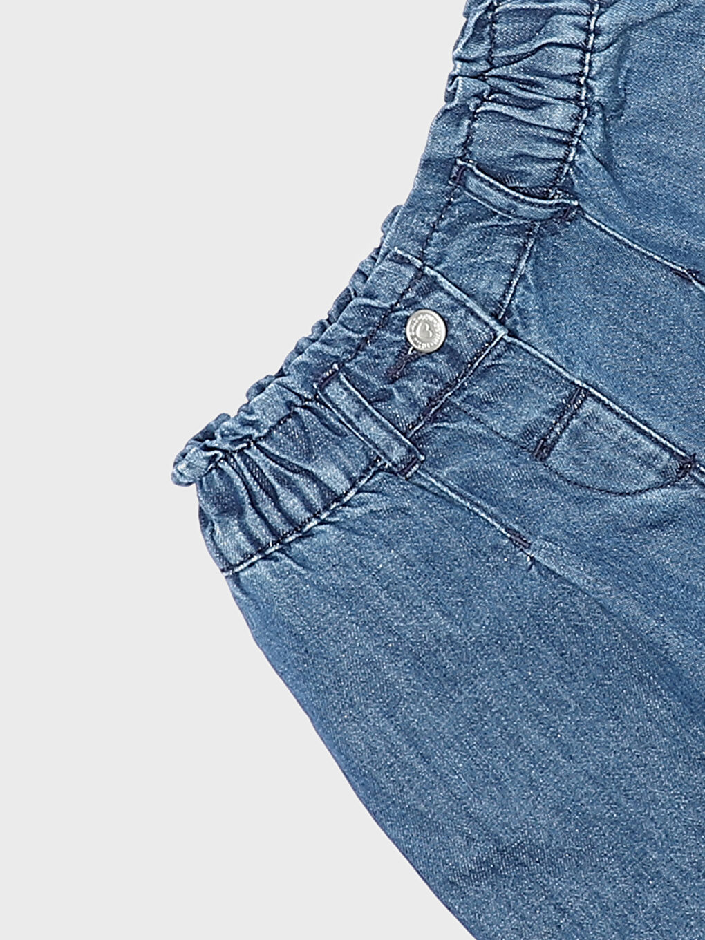 Elastic Waist Basic Baby Girls' Denim Shorts-3