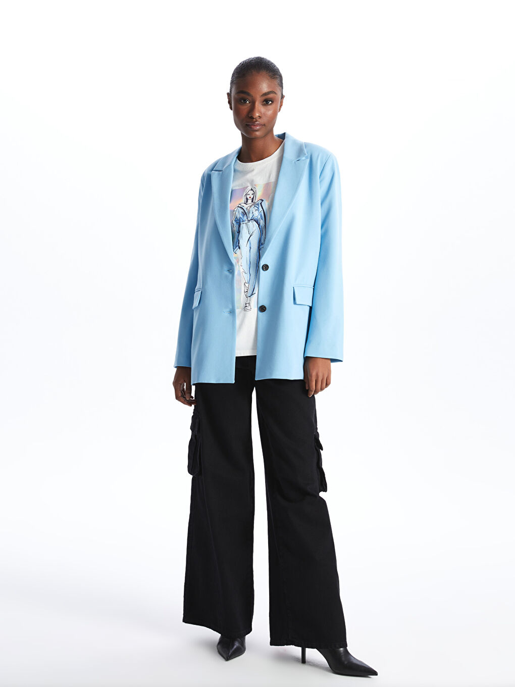 LCW Vision Plain Long Sleeve Women's Blazer Jacket -S4AQ84Z8-JUL