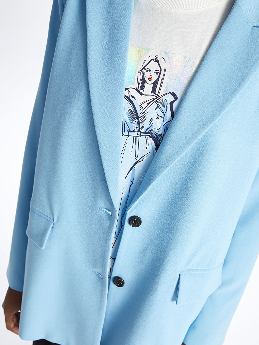 LCW Vision Plain Long Sleeve Women's Blazer Jacket -S4AQ84Z8-JUL