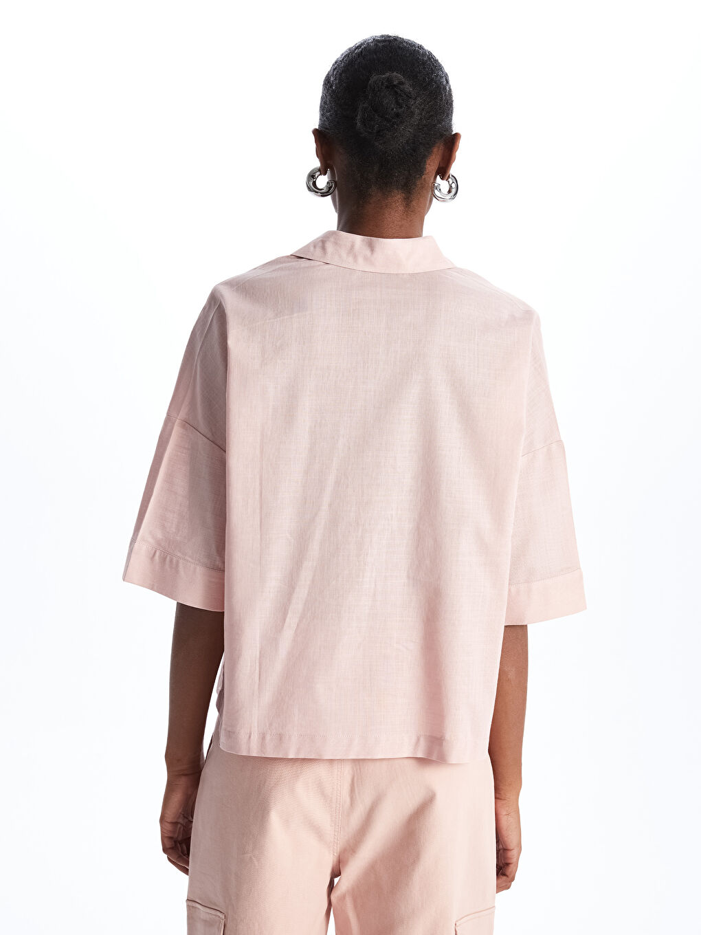 Polo Neck Plain Oversize Women's Blouse -S4AQ87Z8-FHP