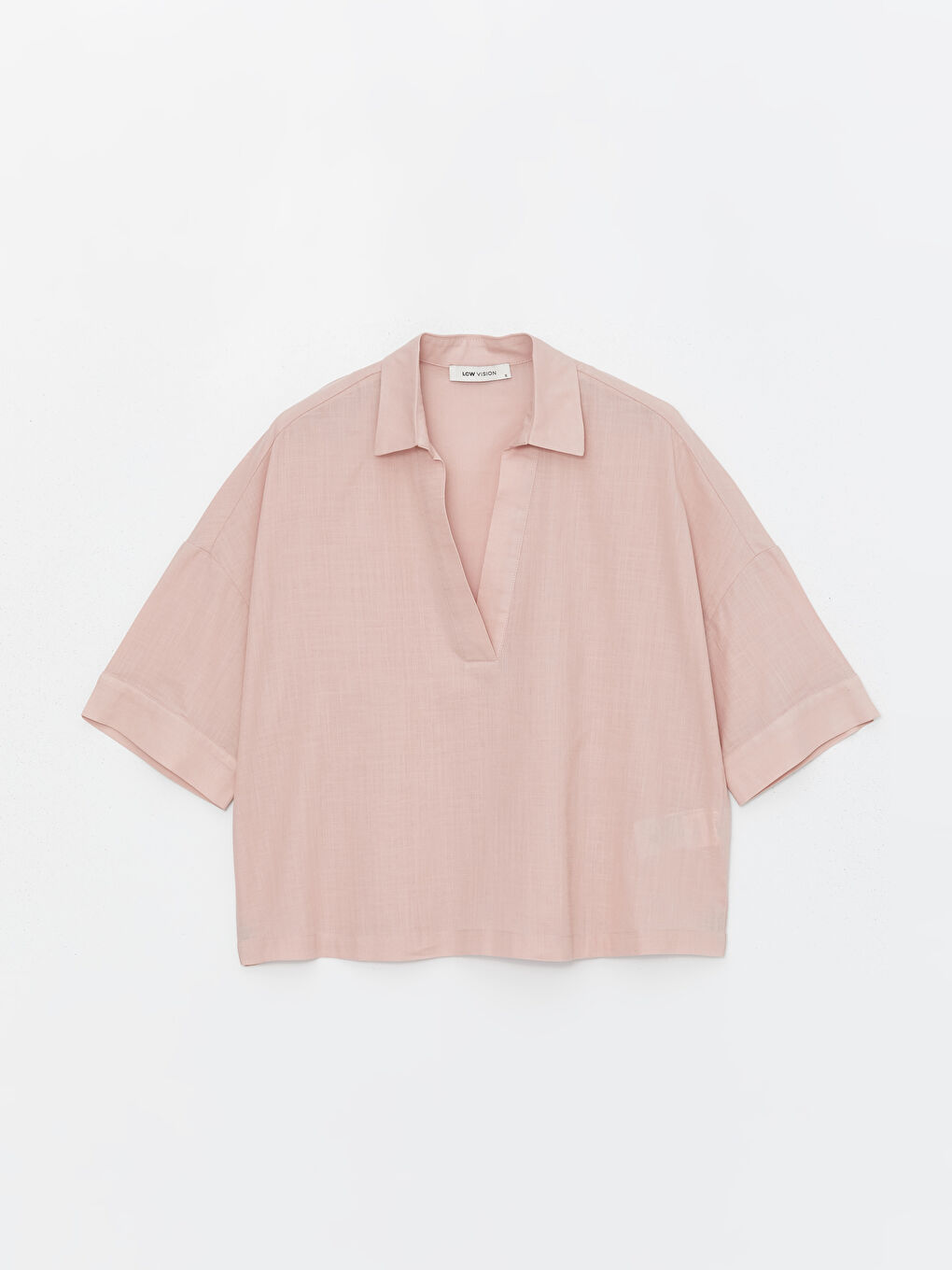 Polo Neck Plain Oversize Women's Blouse -S4AQ87Z8-FHP