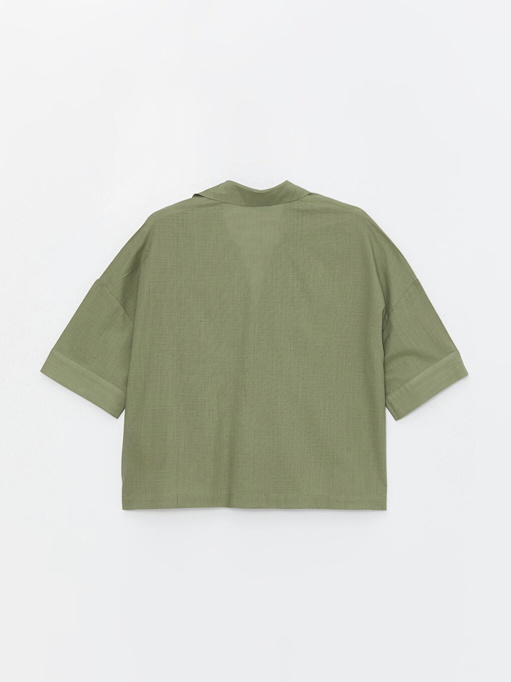 Polo Neck Plain Oversize Women's Blouse -S4AQ87Z8-GHY