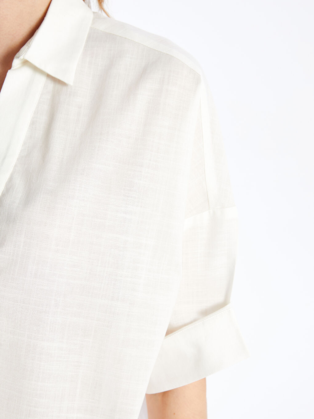Polo Neck Plain Oversize Women's Blouse -S4AQ87Z8-R9J