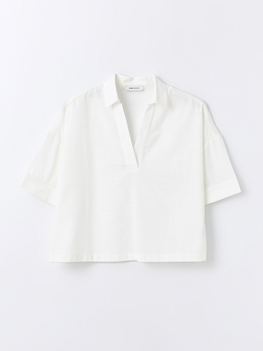 Polo Neck Plain Oversize Women's Blouse -S4AQ87Z8-R9J