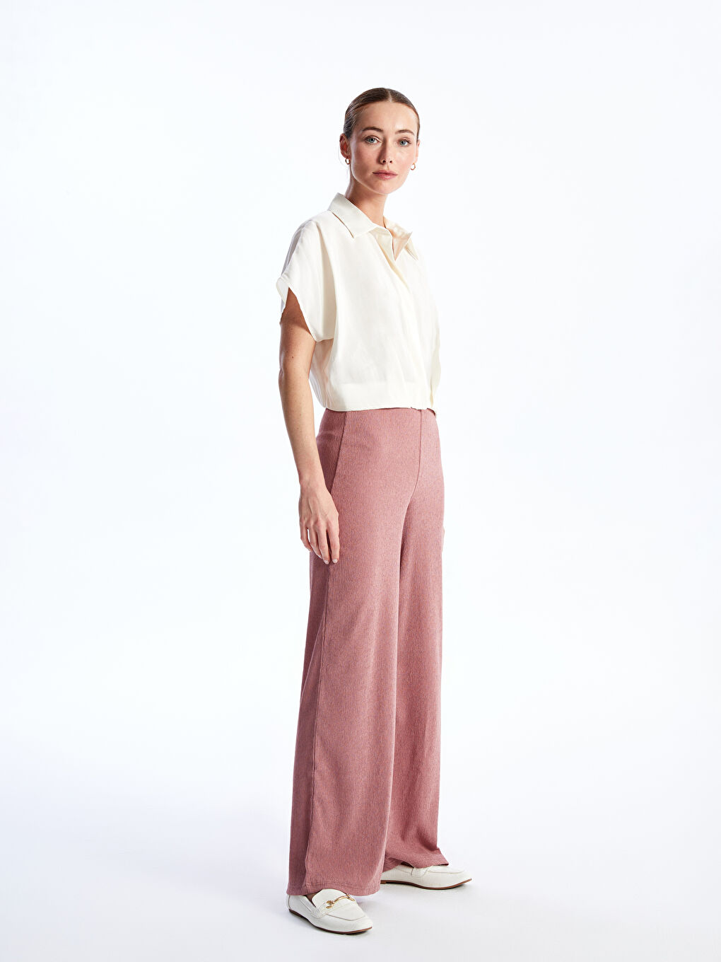 Pembe Kadın Dar Fit Düz Pantolon