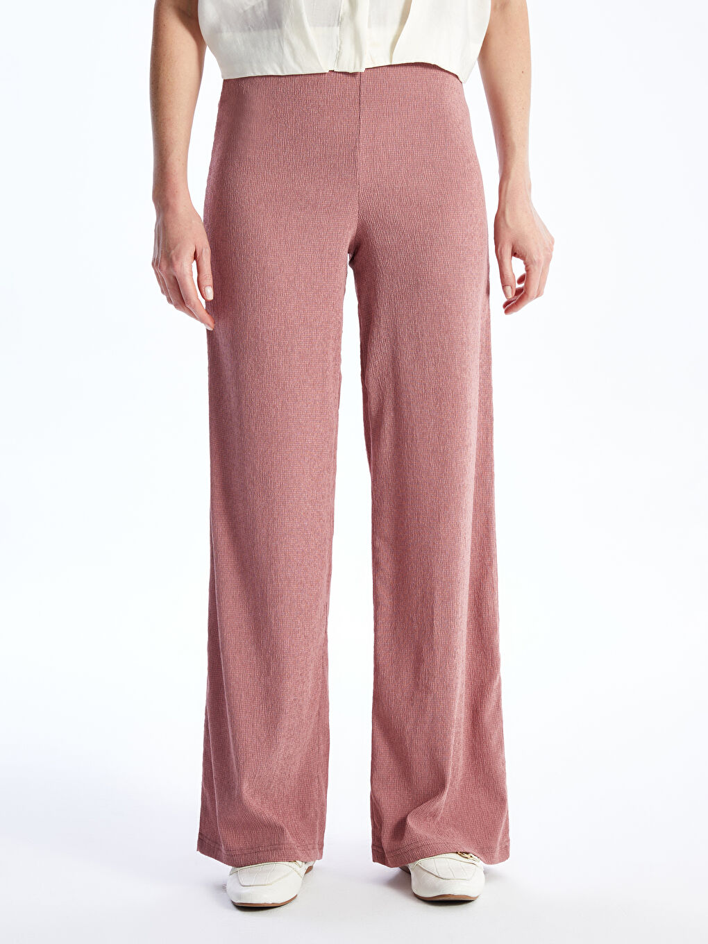 Pembe Kadın Dar Fit Düz Pantolon-3