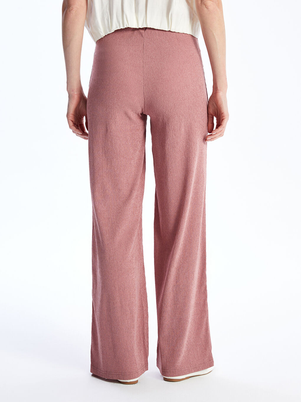 Pembe Kadın Dar Fit Düz Pantolon-4