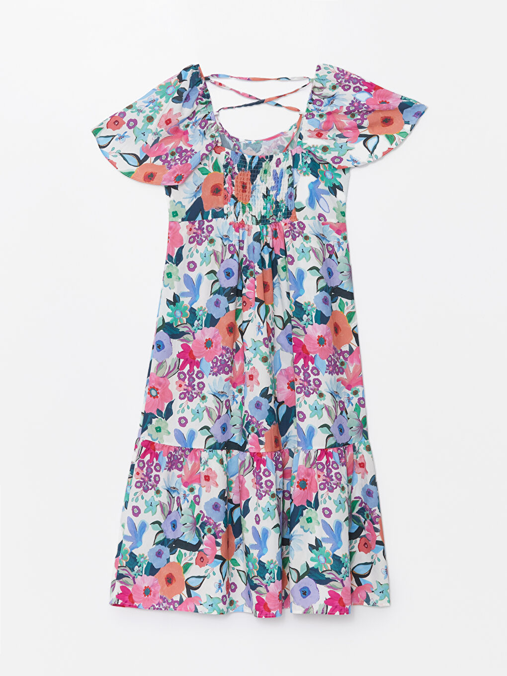 U Neck Floral Short Sleeve Maternity Dress -S4AR18Z8-LT9