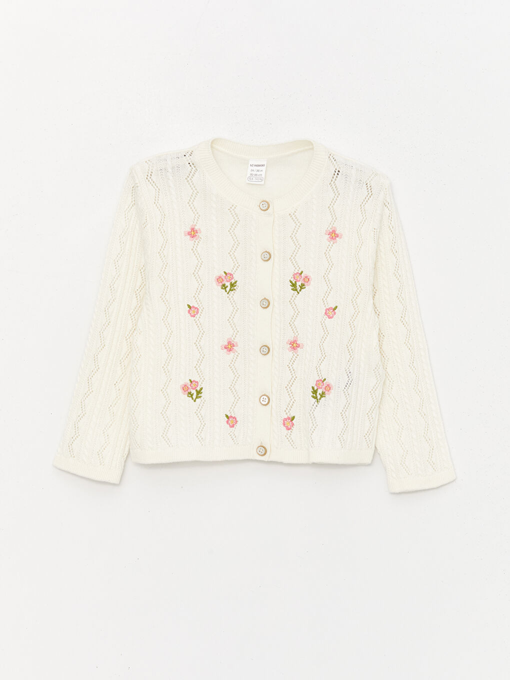 Crew Neck Embroidered Baby Girl Knitwear Cardigan -S4AR23Z1-FDW