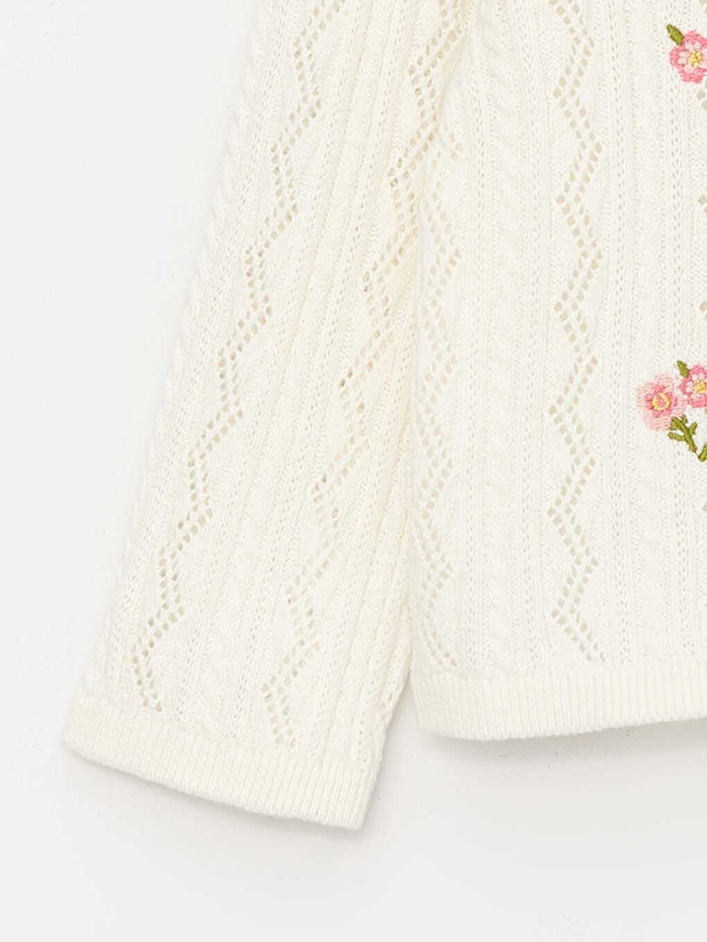 Crew Neck Embroidered Baby Girl Knitwear Cardigan -S4AR23Z1-FDW
