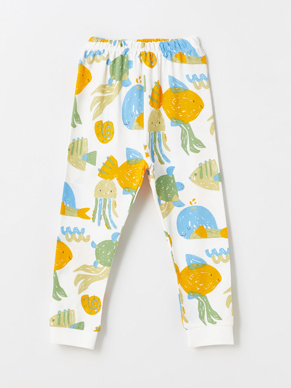 Ekru Bisiklet Yaka Uzun Kollu Baskılı Erkek Bebek Pijama Takımı 2'li-2