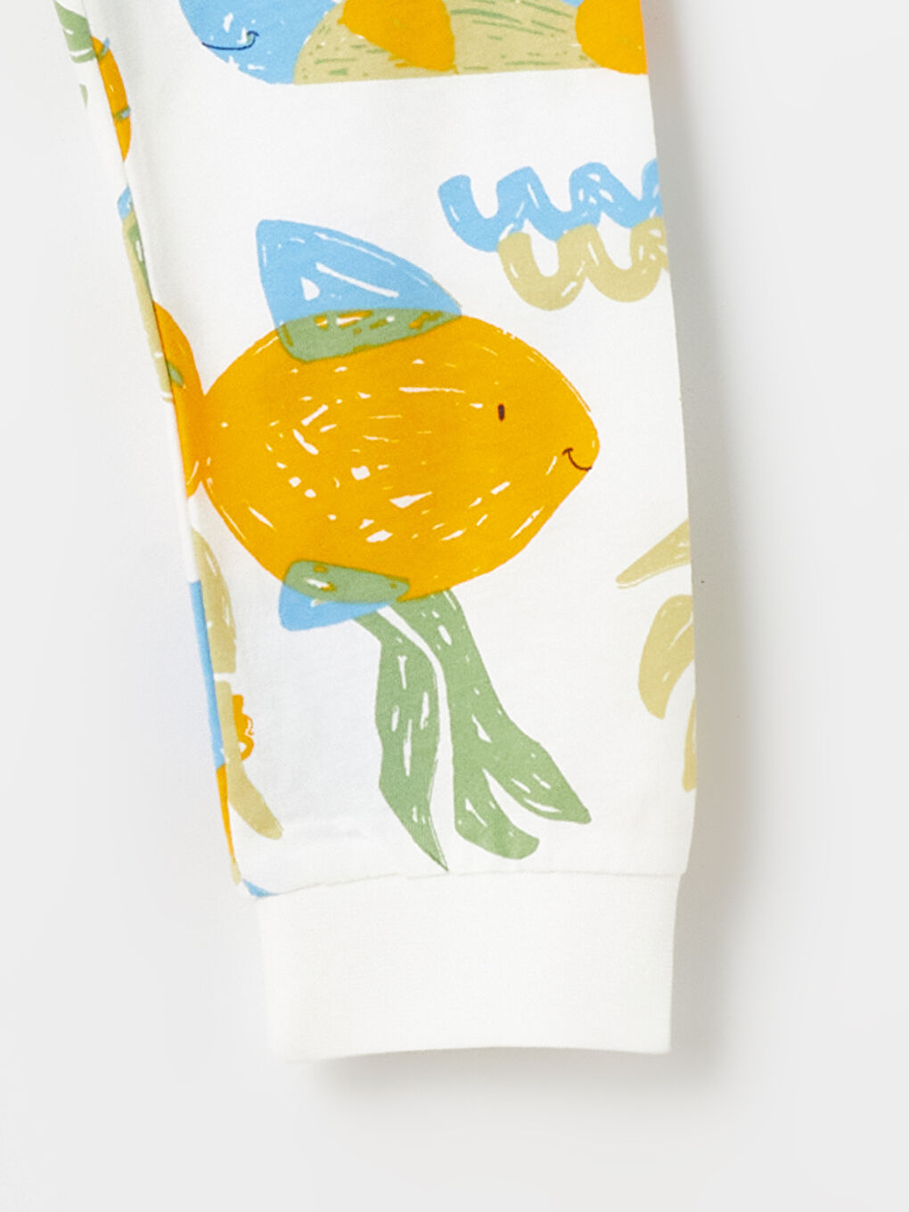 Ekru Bisiklet Yaka Uzun Kollu Baskılı Erkek Bebek Pijama Takımı 2'li-3