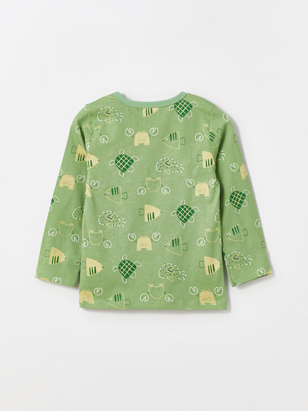 Ekru Bisiklet Yaka Uzun Kollu Baskılı Erkek Bebek Pijama Takımı 2'li-6