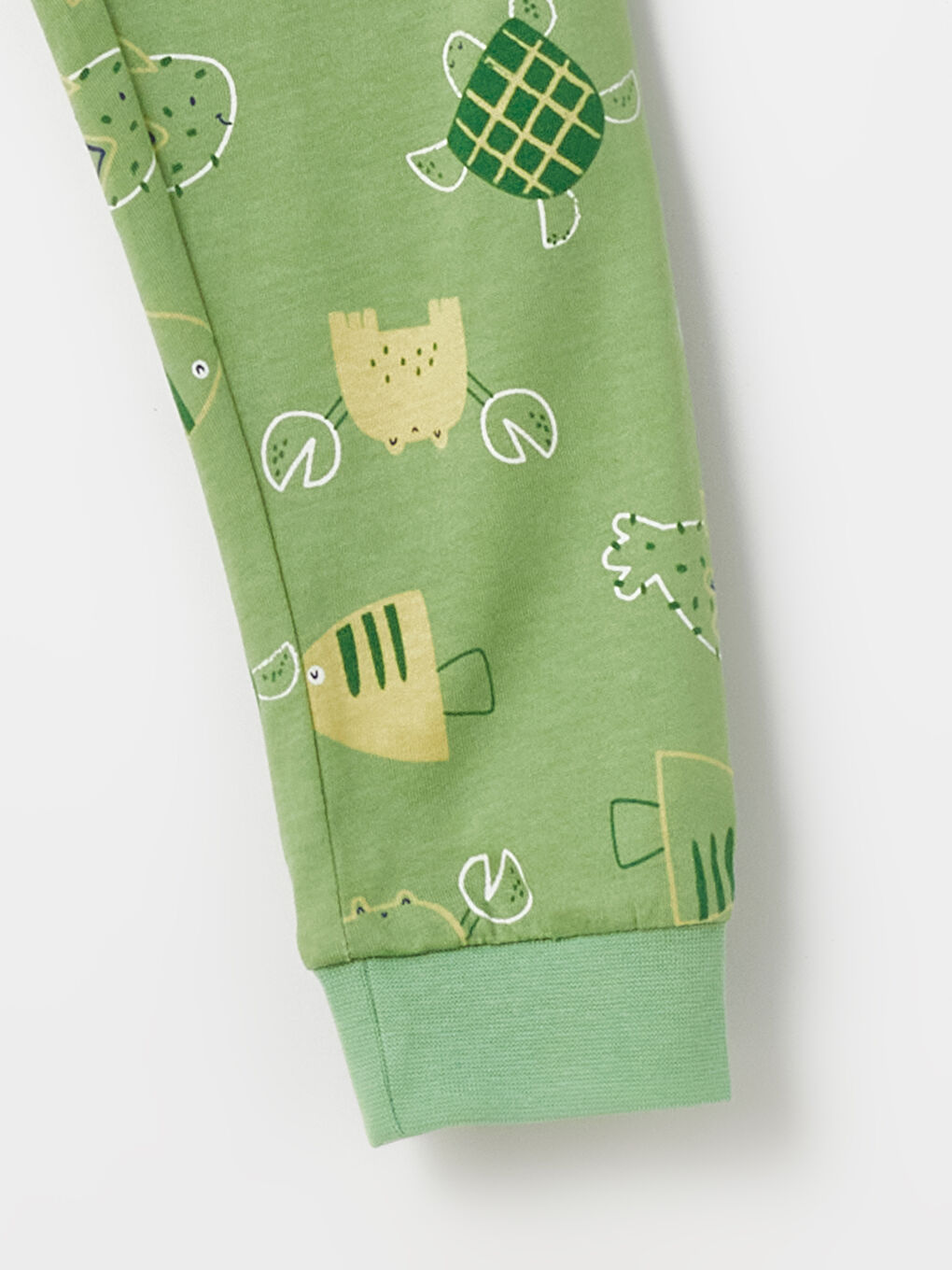 Ekru Bisiklet Yaka Uzun Kollu Baskılı Erkek Bebek Pijama Takımı 2'li-8