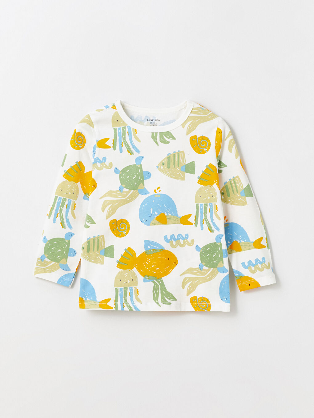 Ekru Bisiklet Yaka Uzun Kollu Baskılı Erkek Bebek Pijama Takımı 2'li-10