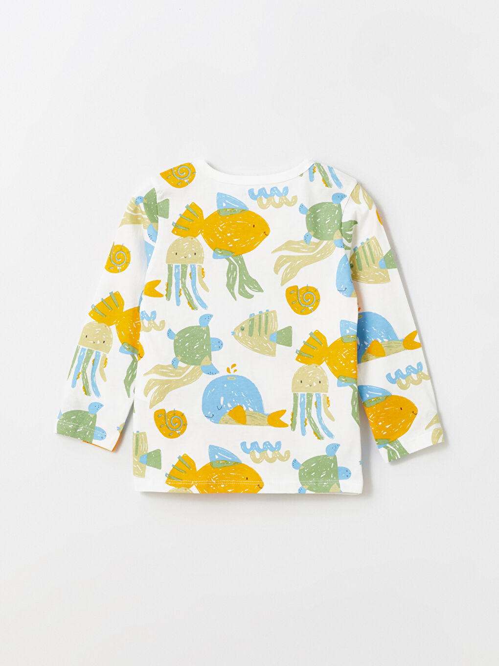 Ekru Bisiklet Yaka Uzun Kollu Baskılı Erkek Bebek Pijama Takımı 2'li-12