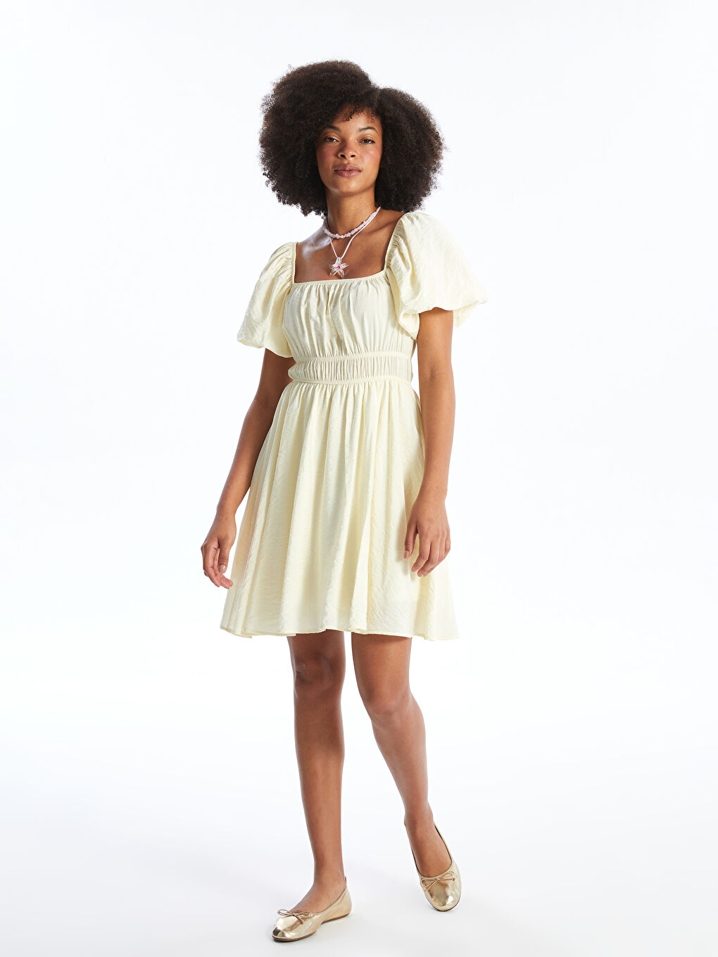 Square Collar Straight Short Sleeve Women's Dress -S4AR69Z8-VJY