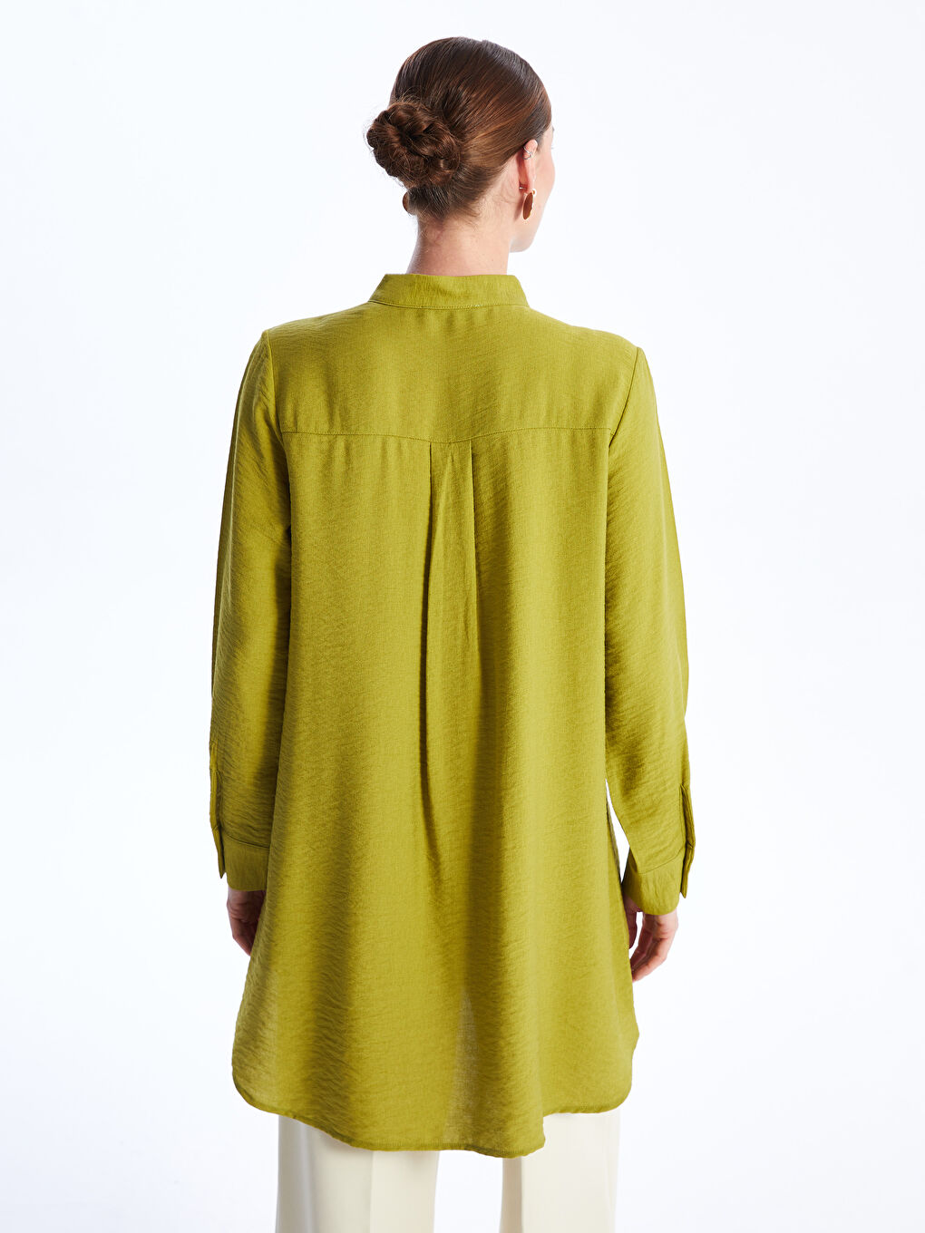 Collar Plain Long Sleeve Women's Shirt Tunic -S4AR76Z8-SZR