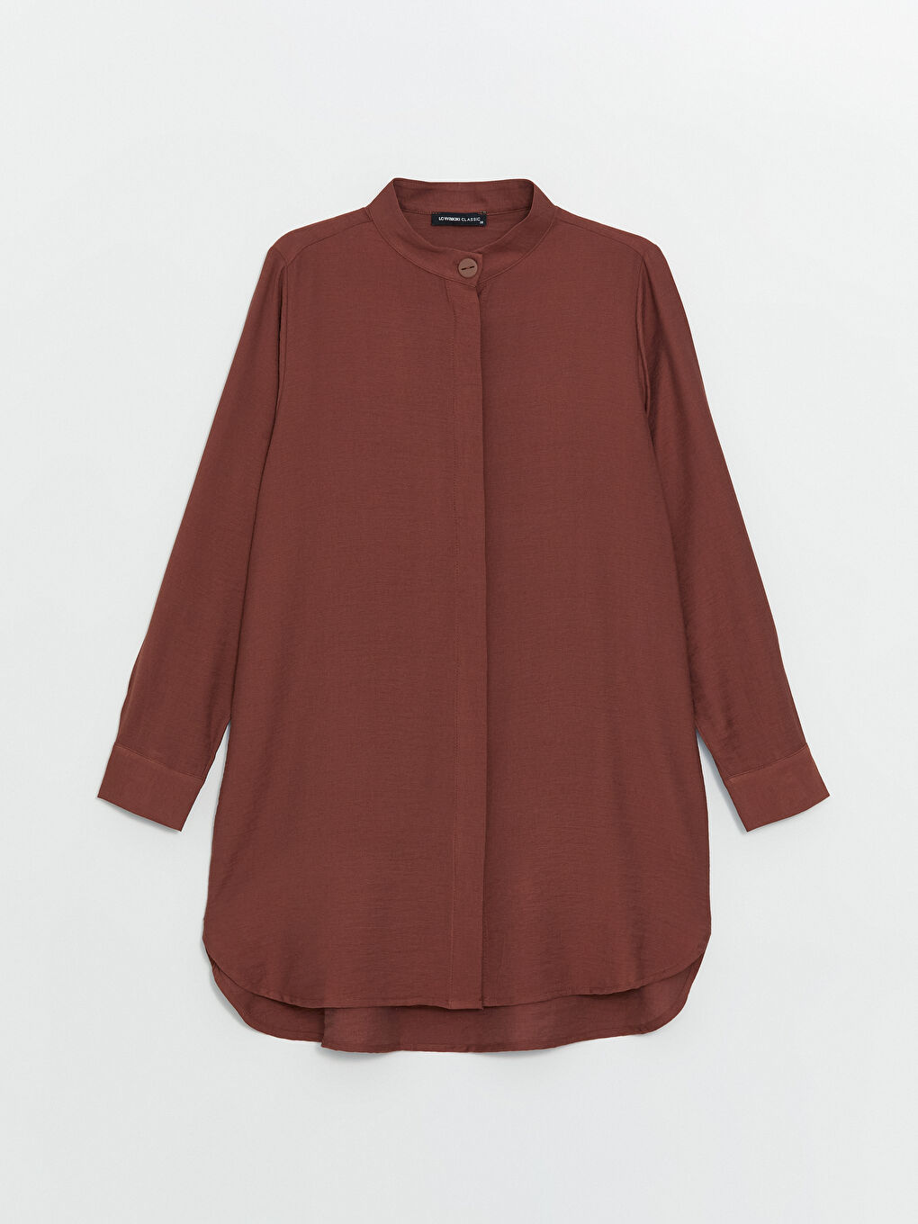 Kahverengi Hakim Yaka Kadın Gömlek Tunik-4
