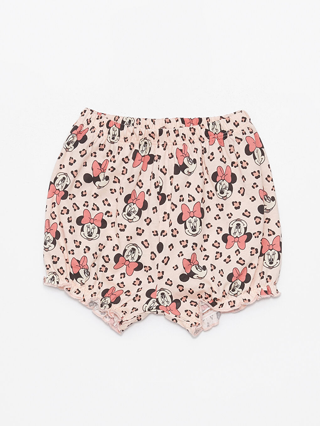 LCW baby Pembe Beli Lastikli Minnie Mouse Baskılı Kız Bebek Şort