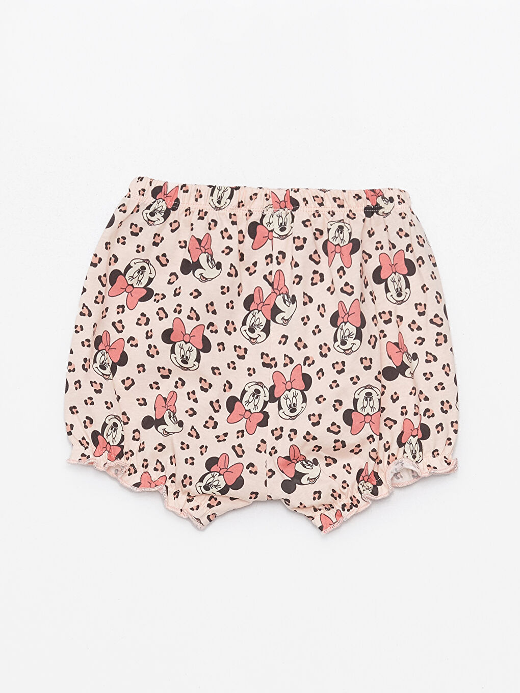 LCW baby Pembe Beli Lastikli Minnie Mouse Baskılı Kız Bebek Şort - 1