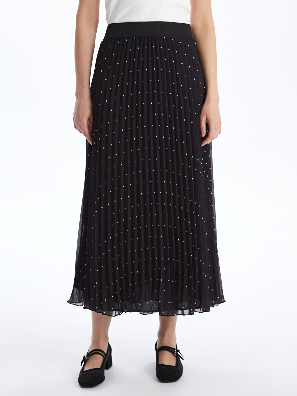 Elasticated Waist Patterned Chiffon Women's Pleated Skirt -S4AS14Z8-LQJ