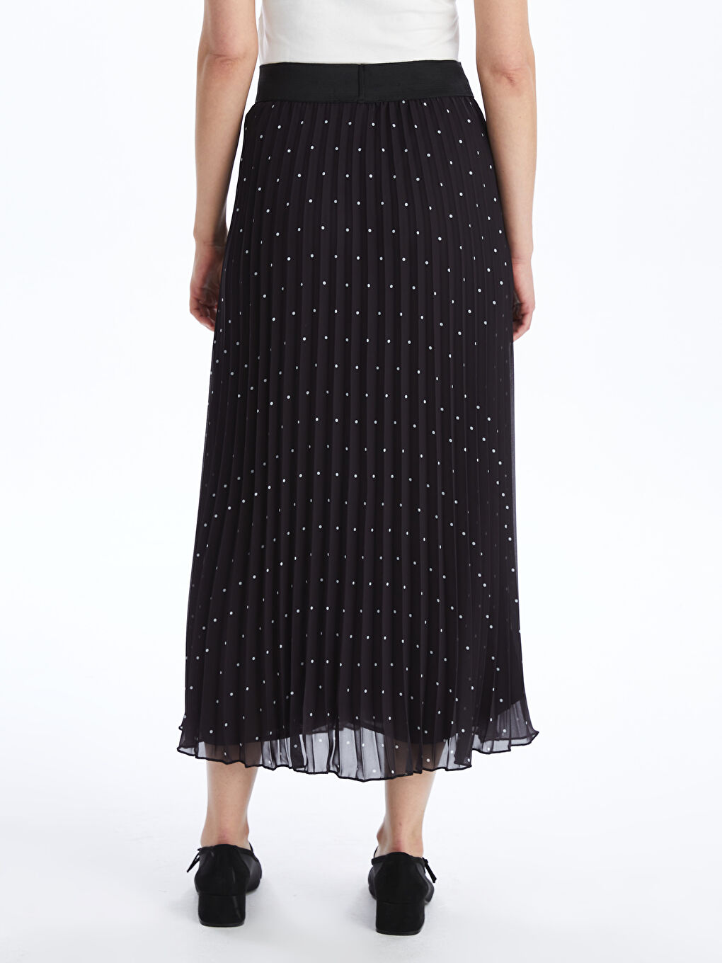 Elasticated Waist Patterned Chiffon Women's Pleated Skirt -S4AS14Z8-LQJ