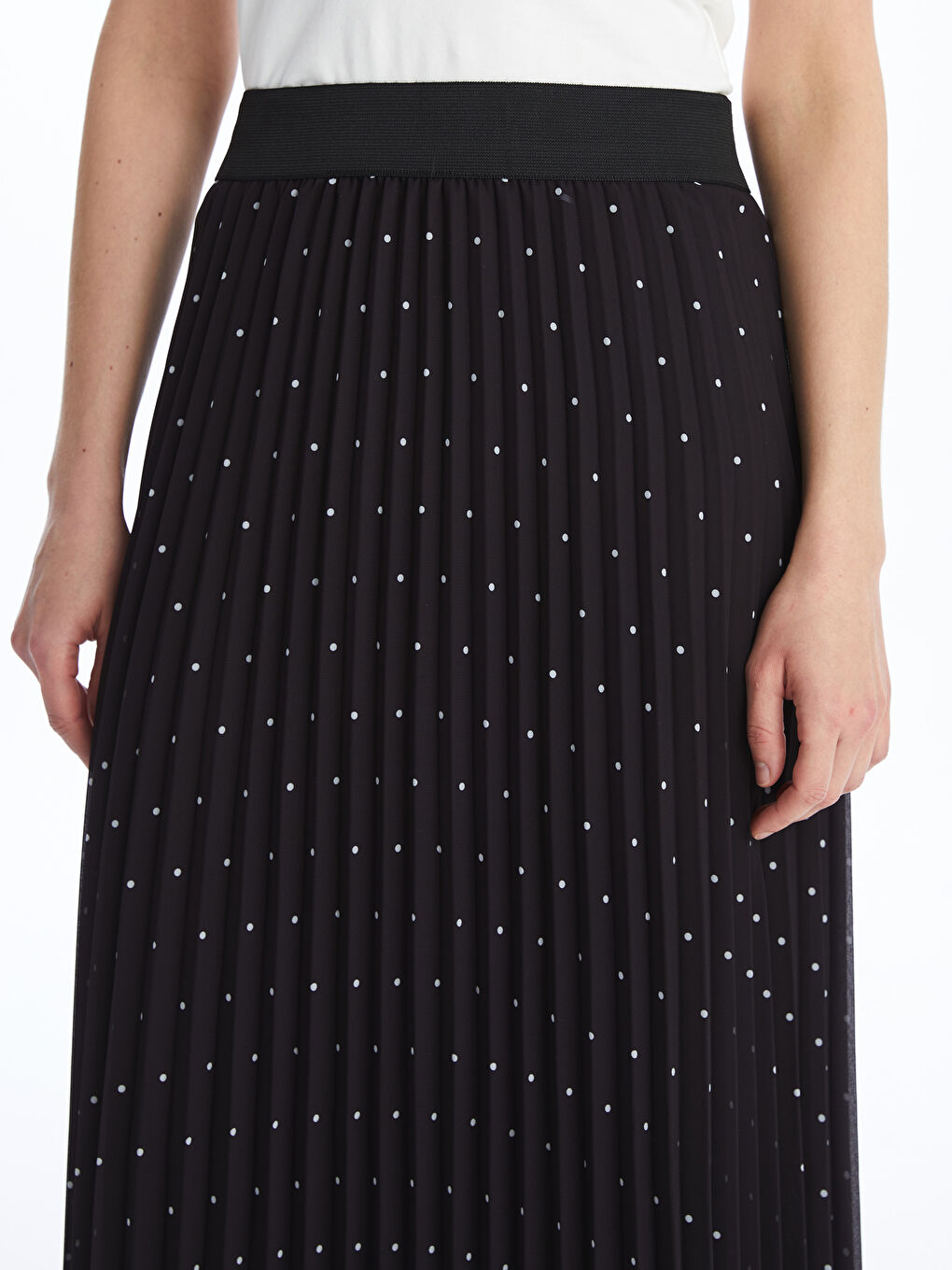 Elasticated Waist Patterned Chiffon Women's Pleated Skirt -S4AS14Z8-LQJ