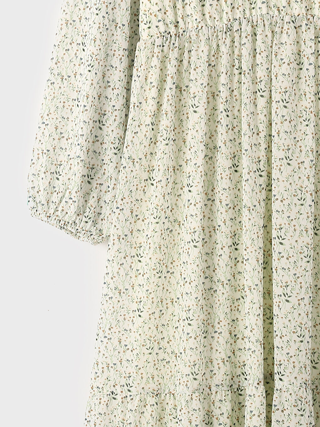 Ruffled Collar Floral Printed Long Sleeve Women's Dress-3